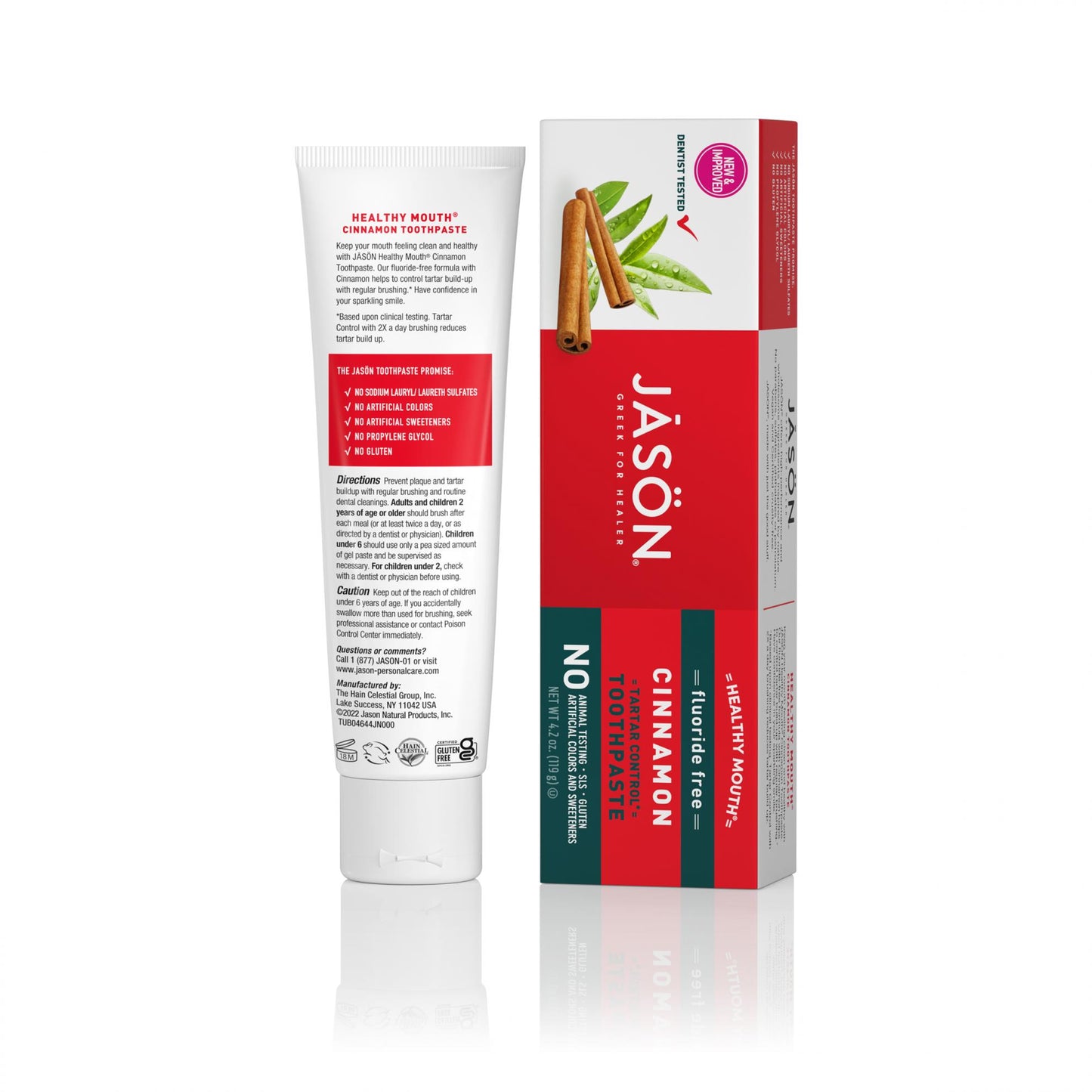 Jason Healthy Mouth Cinnamon Tartar Control Toothpaste (Fluoride Free) 119g