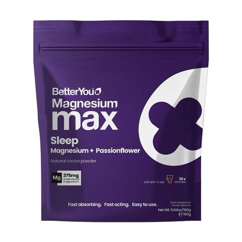 BetterYou Magnesium Max Sleep Powder, Natural Cocoa 160 grams