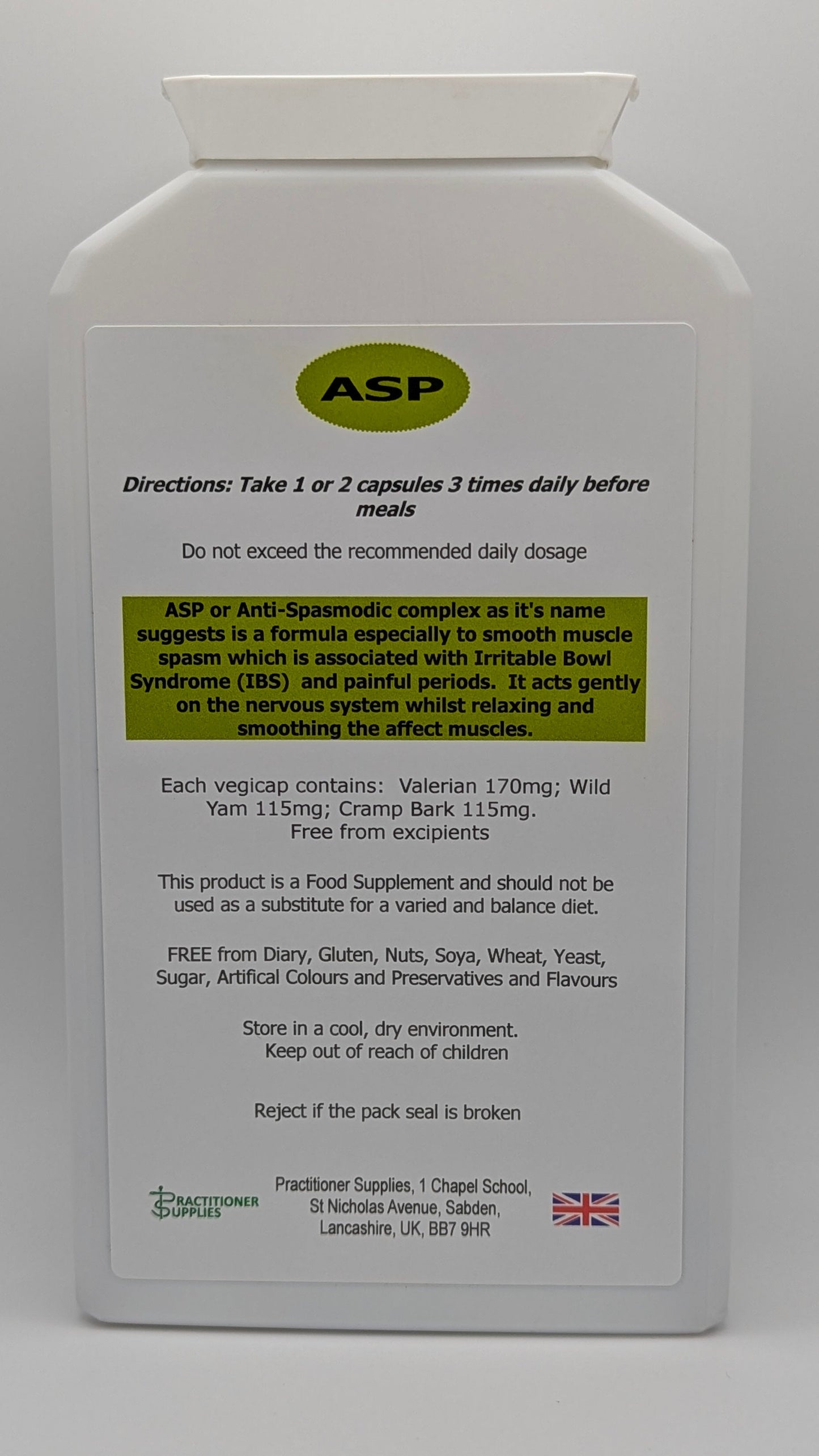 Practitioner Supplies - ASP 400mg 100 Caps - Anti-Spasmodic Complex