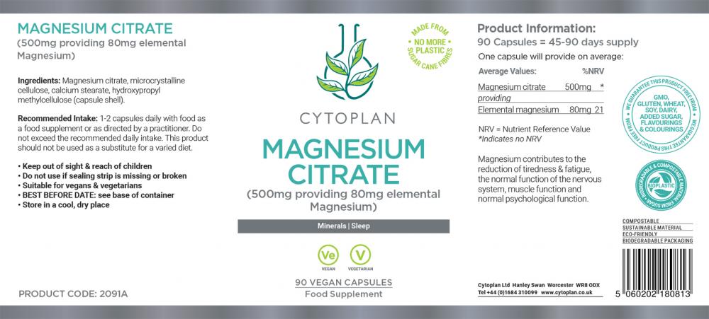 Cytoplan Magnesium Citrate 500mg 90's