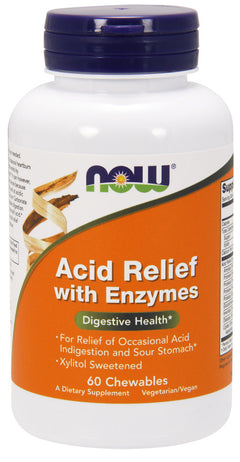 NOW Foods Acid Relief with Enzymes 60 chewables