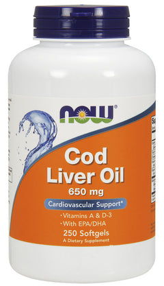 NOW Foods Cod Liver Oil 650mg 250 softgels