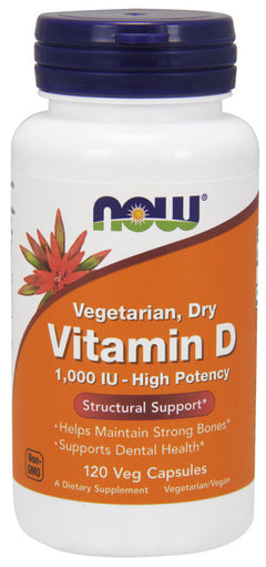 NOW Foods Vitamin D 1000 IU Vegetarian Dry 120 vcaps