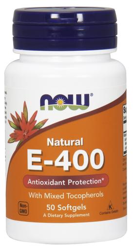 NOW Foods Vitamin E-400 Natural (Mixed Tocopherols) 50 softgels