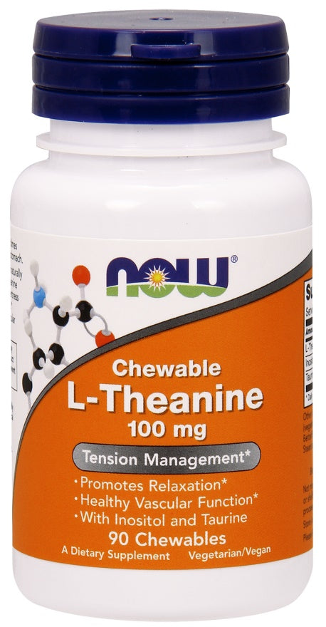 NOW Foods L-Theanine with Inositol and Taurine 100mg 90 chewables