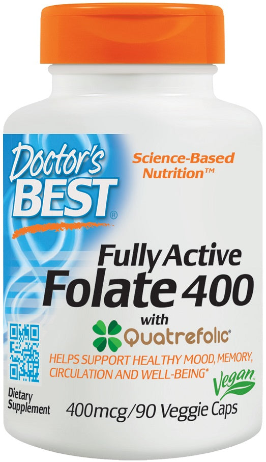 Doctor's Best Fully Active Folate 400 with Quatrefolic 400mcg 90 vcaps