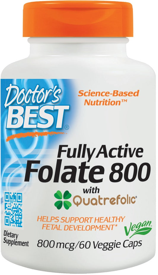 Doctor's Best Fully Active Folate 800 with Quatrefolic 800mcg 60 vcaps