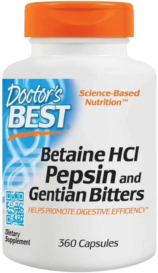 Doctor's Best Betaine HCl Pepsin & Gentian Bitters 360 caps