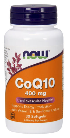 NOW Foods CoQ10 with Vitamin E & Sunflower Lecithin 400mg 30 softgels