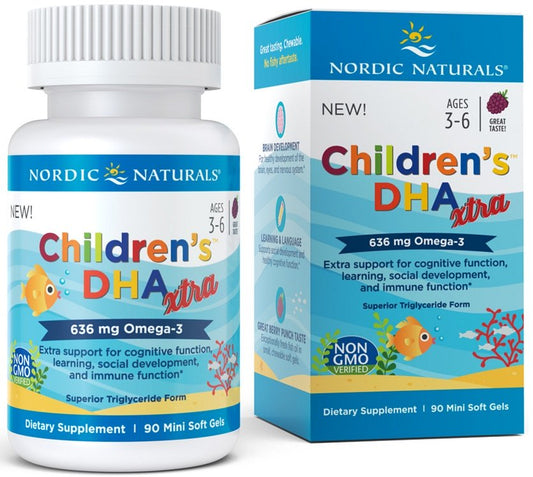 Nordic Naturals Children's DHA Xtra Fish Oil 636mg Berry Punch 90 mini softgels