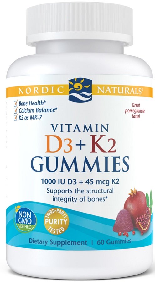 Nordic Naturals Vitamin D3+K2 Gummies Pomegranate 60 gummies