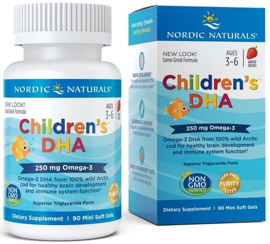 Nordic Naturals Children's DHA 250mg Omega-3 Strawberry 90 mini softgels
