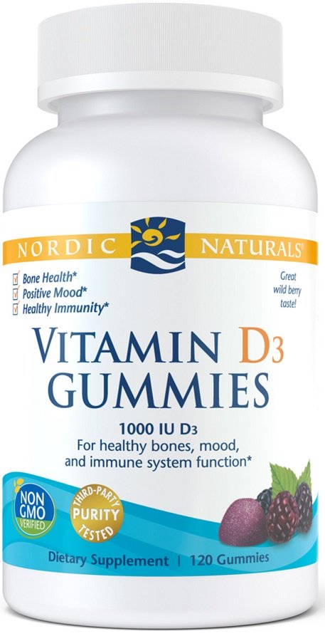 Nordic Naturals Vitamin D3 Gummies 1000 IU Wild Berry 120 gummies