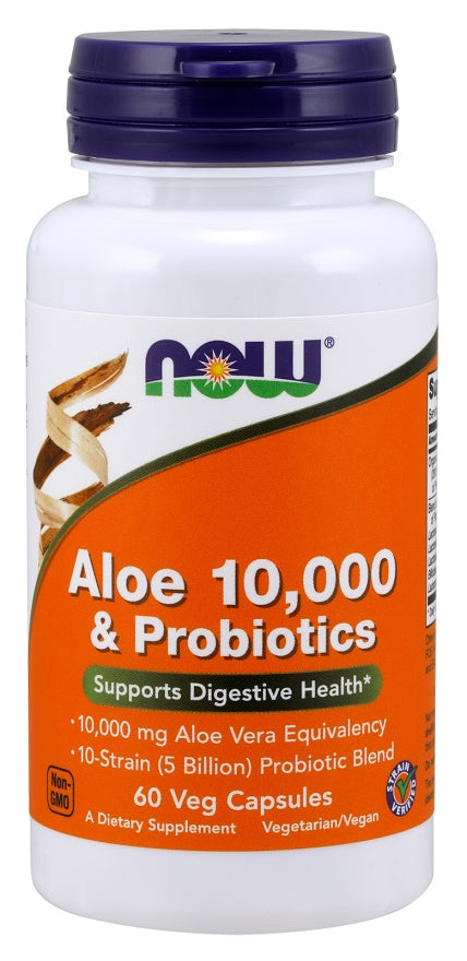 NOW Foods Aloe 10000 & Probiotics 60 vcaps