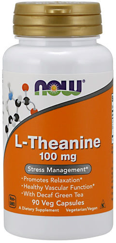 NOW Foods L-Theanine with Decaf Green Tea 100mg 90 vcaps
