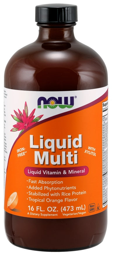 NOW Foods Liquid Multi Tropical Orange (Iron Free) 473 ml