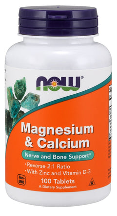 NOW Foods Magnesium & Calcium with Zinc and Vitamin D3 100 tablets