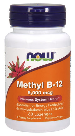 NOW Foods Methyl B-12 with Folic Acid 5000mcg 60 lozenges