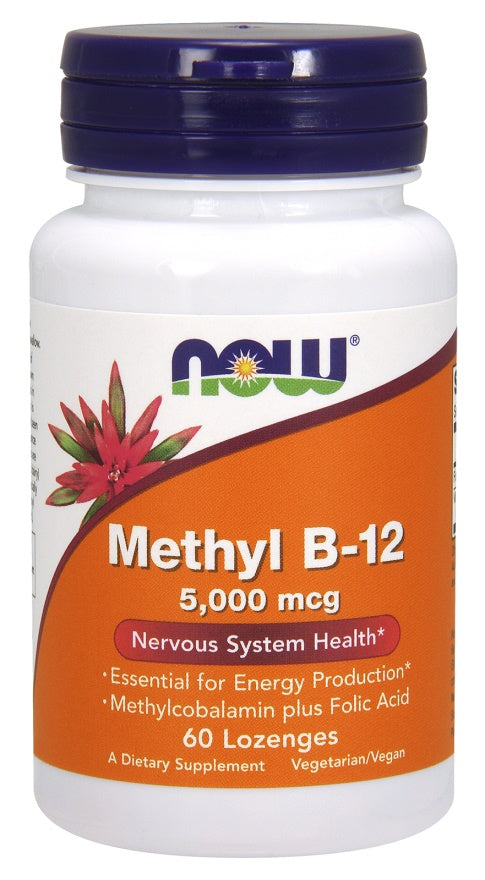 NOW Foods Methyl B-12 with Folic Acid 5000mcg 60 lozenges