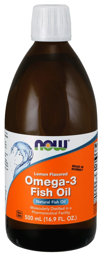 NOW Foods Omega-3 Fish Oil Liquid Lemon 500 ml