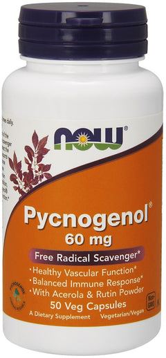 NOW Foods Pycnogenol with Acerola & Rutin Powder 60mg 50 vcaps