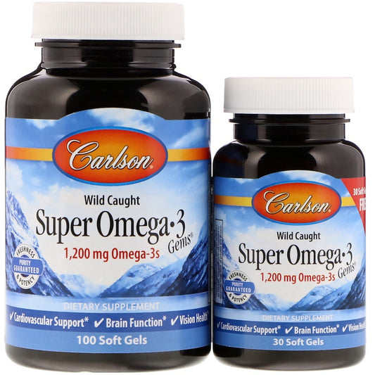 Carlson Labs Wild Caught Super Omega-3 Gems 1200mg 100 + 30 softgels