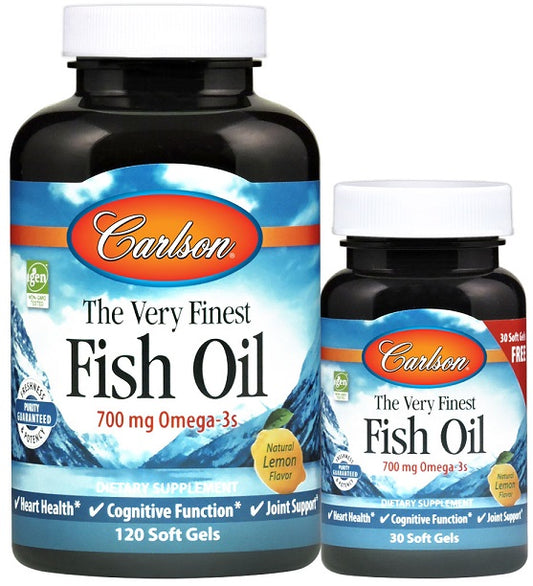 Carlson Labs The Very Finest Fish Oil 700mg Omega-3s Natural Orange 120 + 30 softgels