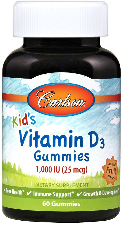 Carlson Labs Kid's Vitamin D3 Gummies 1000 IU Natural Fruit 60 gummies