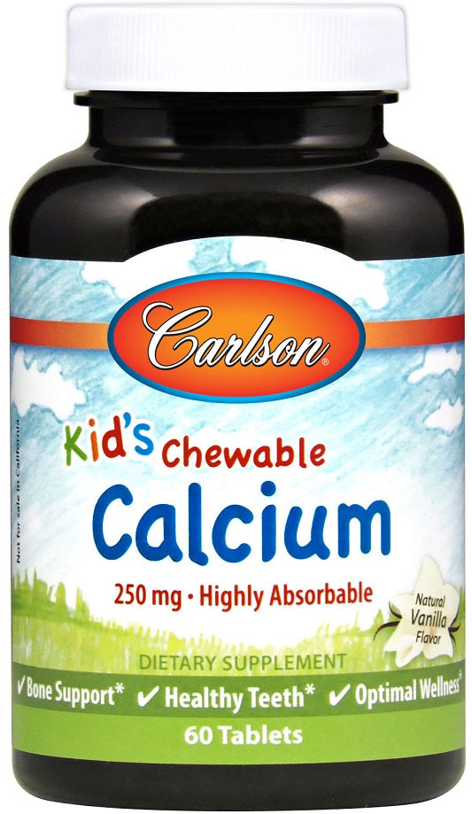 Carlson Labs Kid's Chewable Calcium 250mg Natural Vanilla 60 tablets