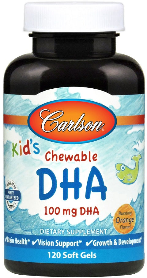 Carlson Labs Kid's Chewable DHA 100mg Orange 120 softgels