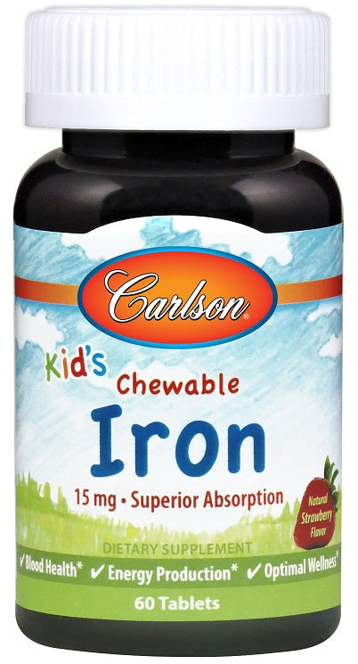 Carlson Labs Kid's Chewable Iron 15mg Strawberry 60 tablets