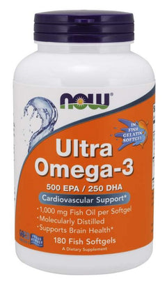 NOW Foods Ultra Omega-3 (In Fish Gelatin Softgels) 180 fish softgels