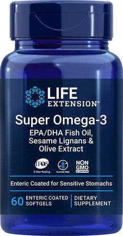 Life Extension Super Omega-3 EPA/DHA with Sesame Lignans & Olive Extract 60 enteric coated softgels