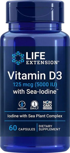 Life Extension Vitamin D3 with Sea-Iodine 5000IU 60 caps