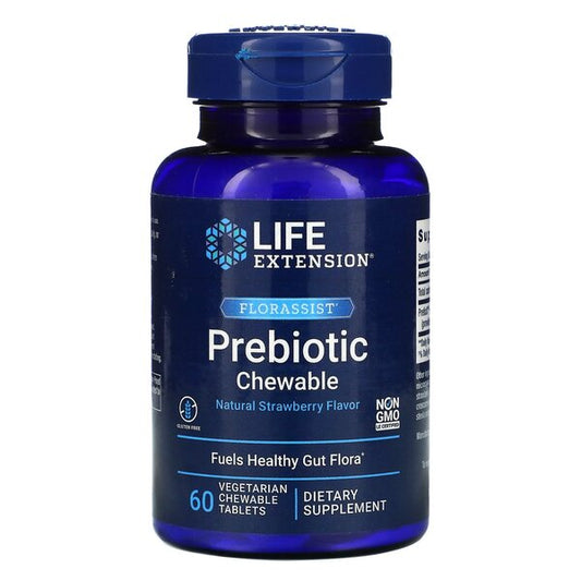 Life Extension Florassist Prebiotic Chewable Natural Strawberry 60 vegetarian chewable tabs