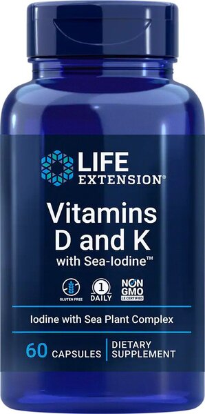 Life Extension Vitamins D and K with Sea-Iodine 60 caps