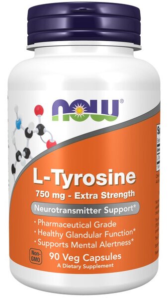 NOW Foods L-Tyrosine Extra Strength 750mg 90 vcaps