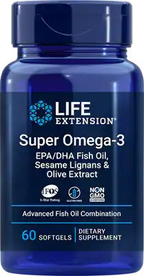 Life Extension Super Omega-3 EPA/DHA with Sesame Lignans & Olive Extract 60 softgels