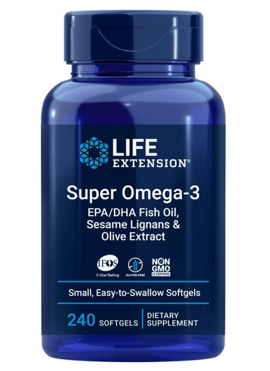 Life Extension Super Omega-3 EPA/DHA with Sesame Lignans & Olive Extract 240 softgels