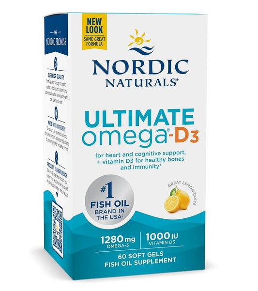 Nordic Naturals Ultimate Omega-D3 Fish Oil 1280mg Lemon 60 softgels
