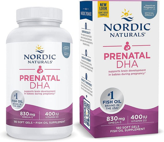 Nordic Naturals Prenatal DHA 830mg Omega-3 + 400 IU D3 Unflavored 180 softgels