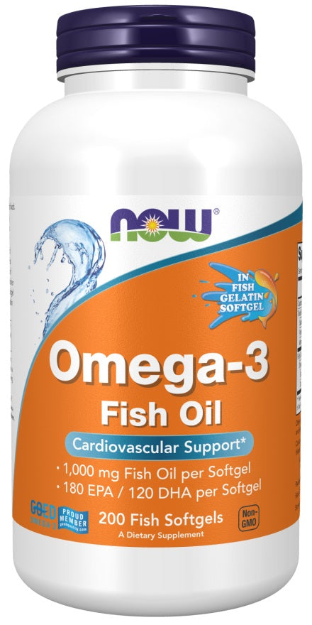 NOW Foods Omega-3 Fish Oil Molecularly Distilled 200 fish softgels