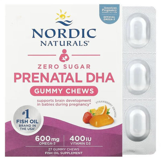 Nordic Naturals Prenatal DHA Gummy Chews Strawberry Orange 27 gummies