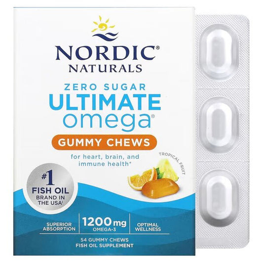 Nordic Naturals Zero Sugar Ultimate Omega Gummy Chews 1200mg Tropical Fruit 54 gummies