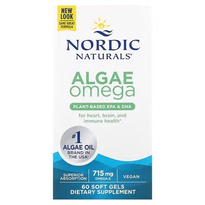 Nordic Naturals Algae Omega 715mg Omega 3 60 softgels