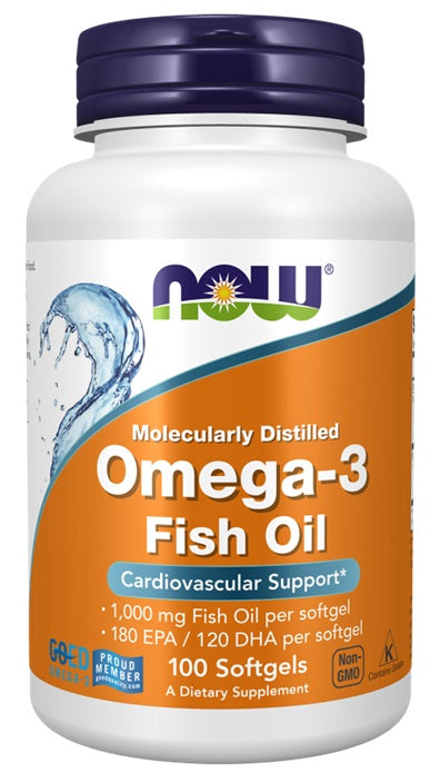 NOW Foods Omega-3 Fish Oil Molecularly Distilled 100 softgels
