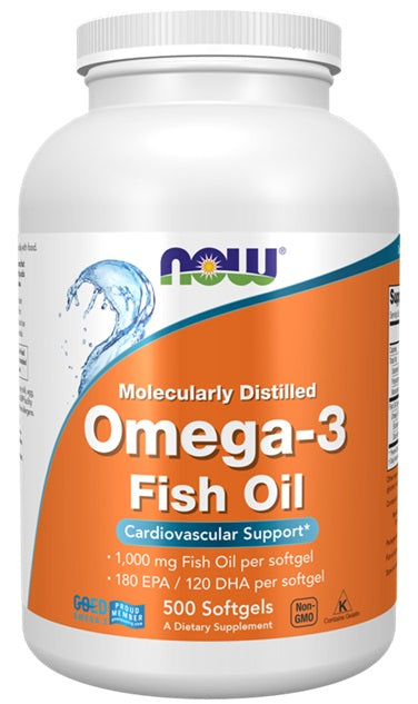 NOW Foods Omega-3 Fish Oil Molecularly Distilled 500 softgels