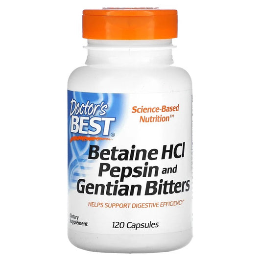 Doctor's Best Betaine HCl Pepsin & Gentian Bitters 120 caps