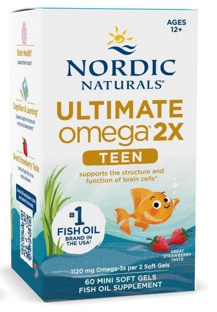 Nordic Naturals Ultimate Omega 2X Fish Oil TEEN Strawberry 60 mini softgels
