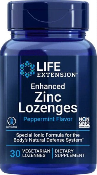 Life Extension Enhanced Zinc Lozenges Peppermint 30 vegetarian lozenges